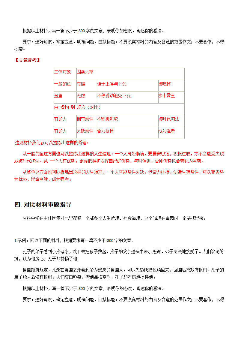 单一材料、类比材料、对比材料、选择性材料（多选一）等作文审题指导.doc第5页