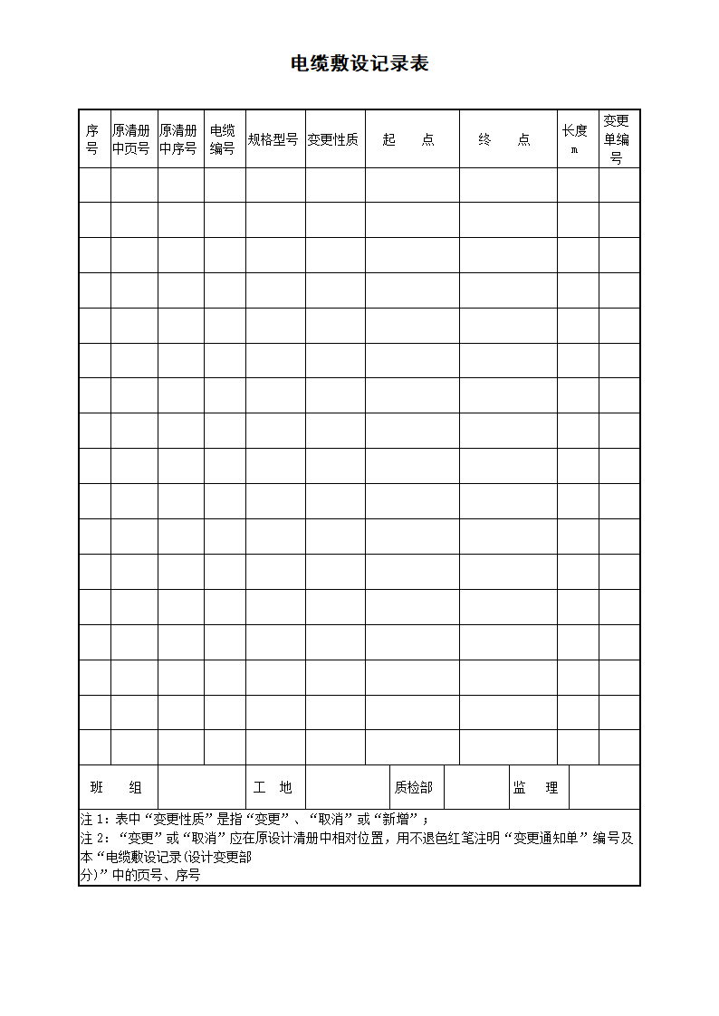 电缆敷设记录表-电气工程.docx