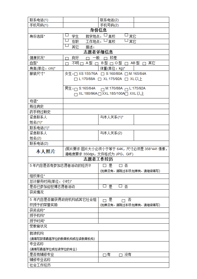 上海世博会志愿者报名须知第2页