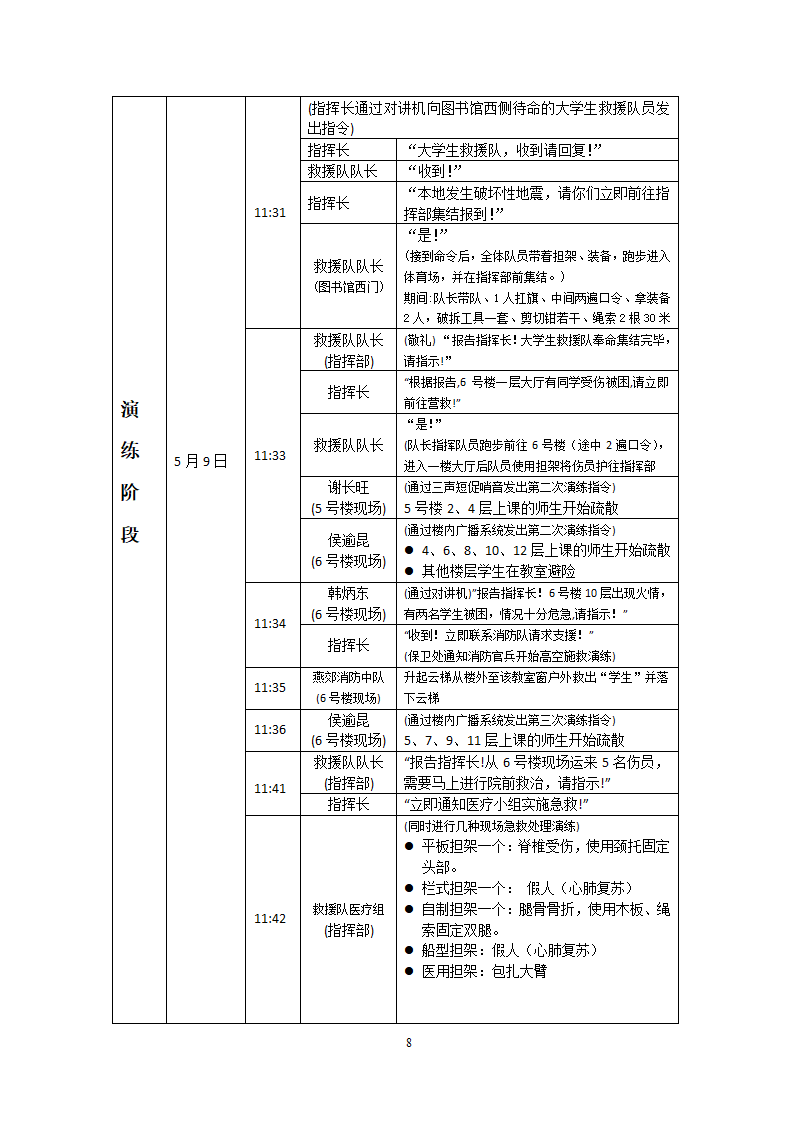 防灾科技学院2013年“防灾减灾”地震应急疏散演练方案第8页