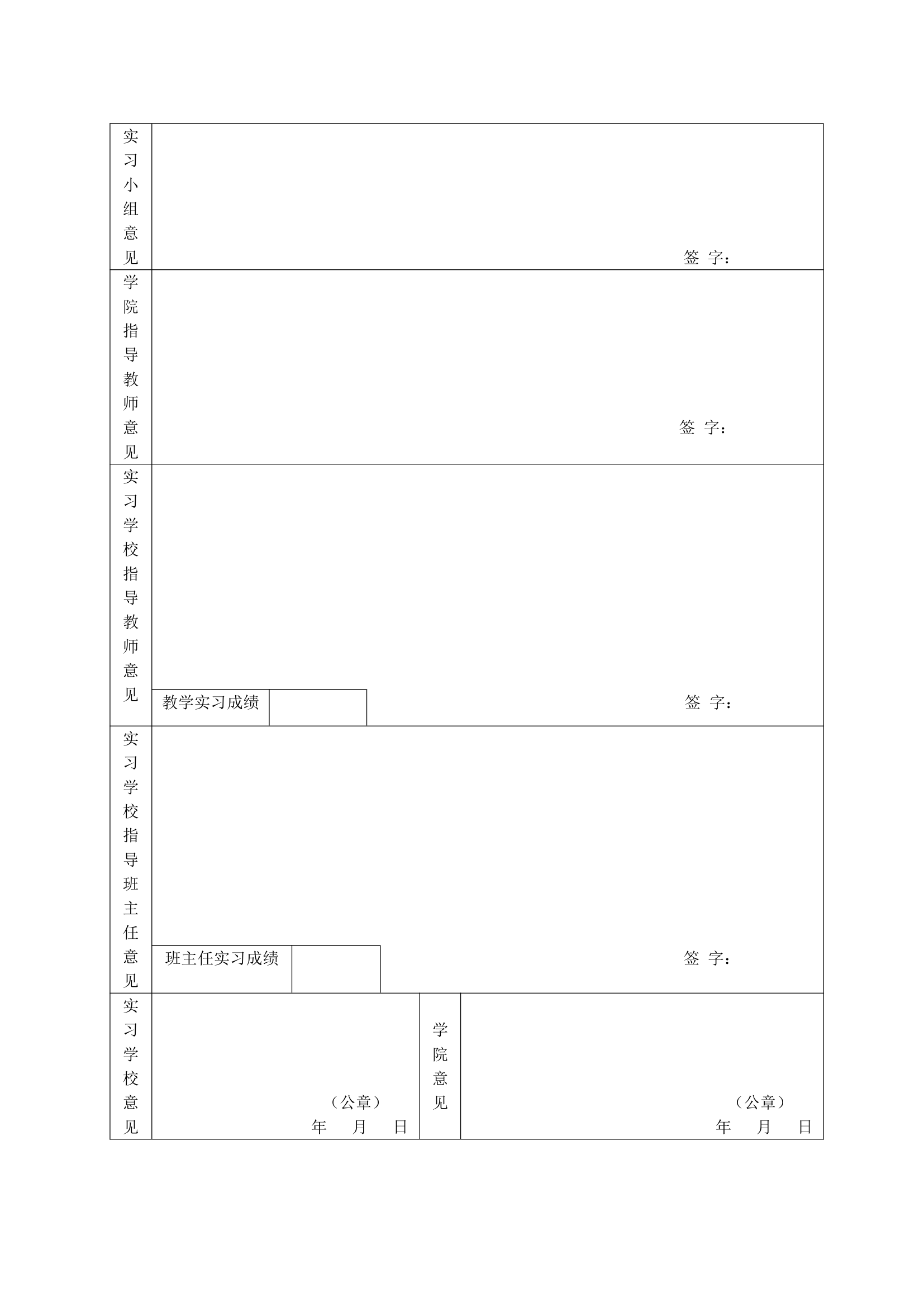 徐州师范大学教育实习鉴定表第4页