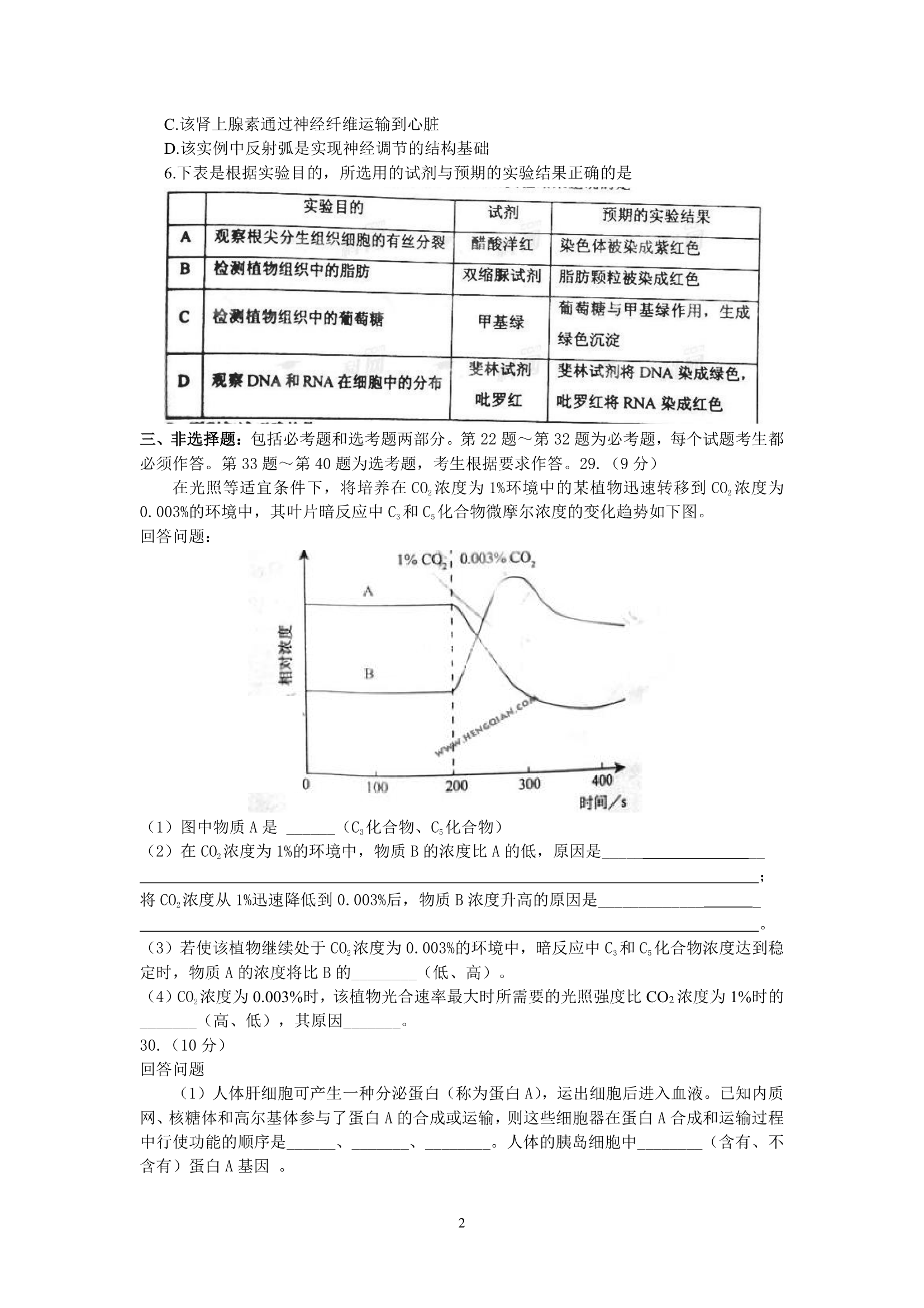 2011年高考 生物 湖南卷第2页