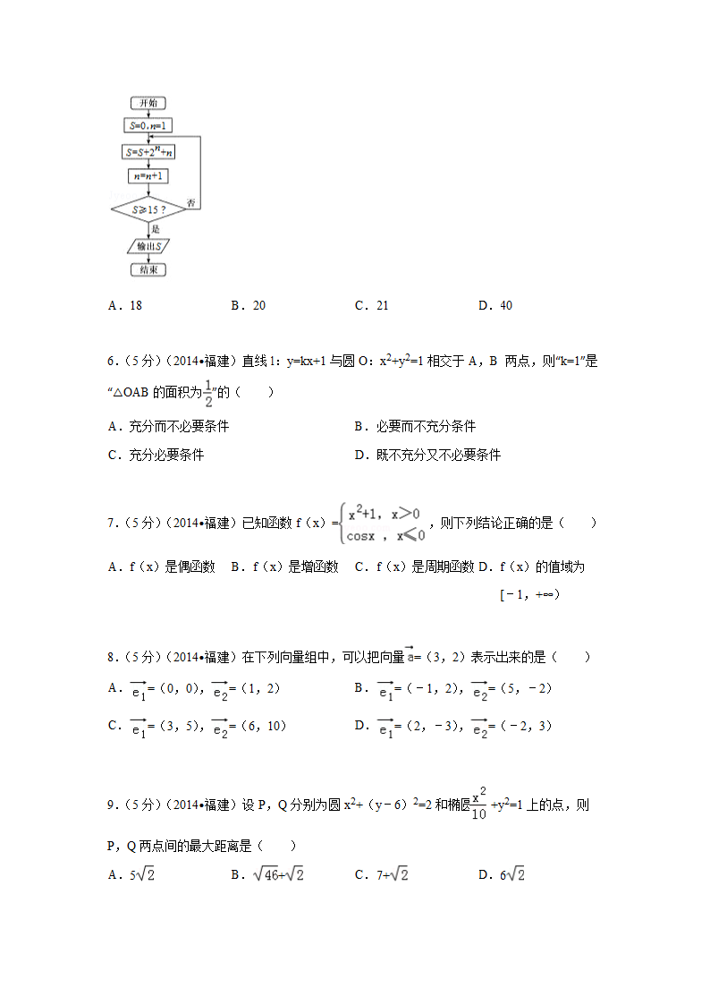 2014年福建高考理科数学试卷及答案解析(Word)第2页