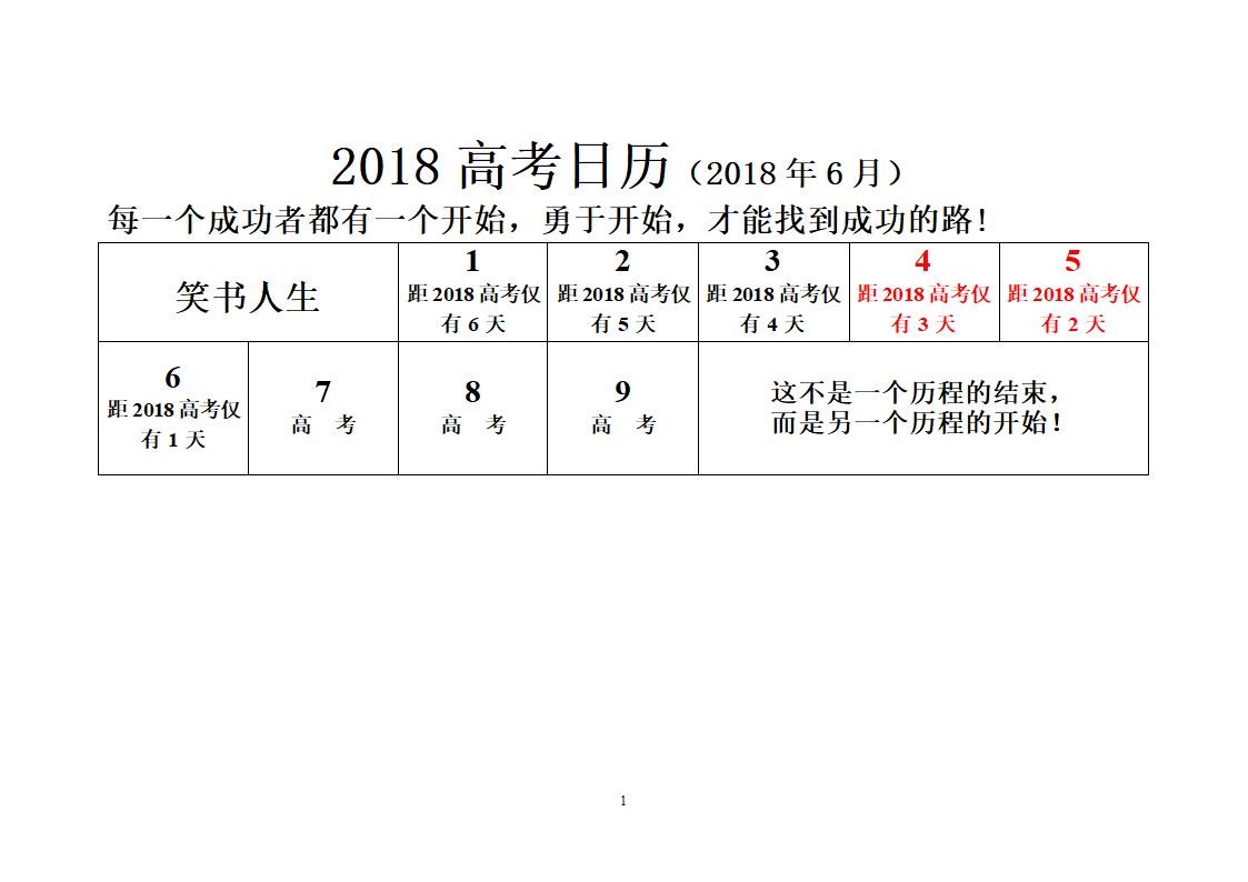 2018高考倒计时日历第10页