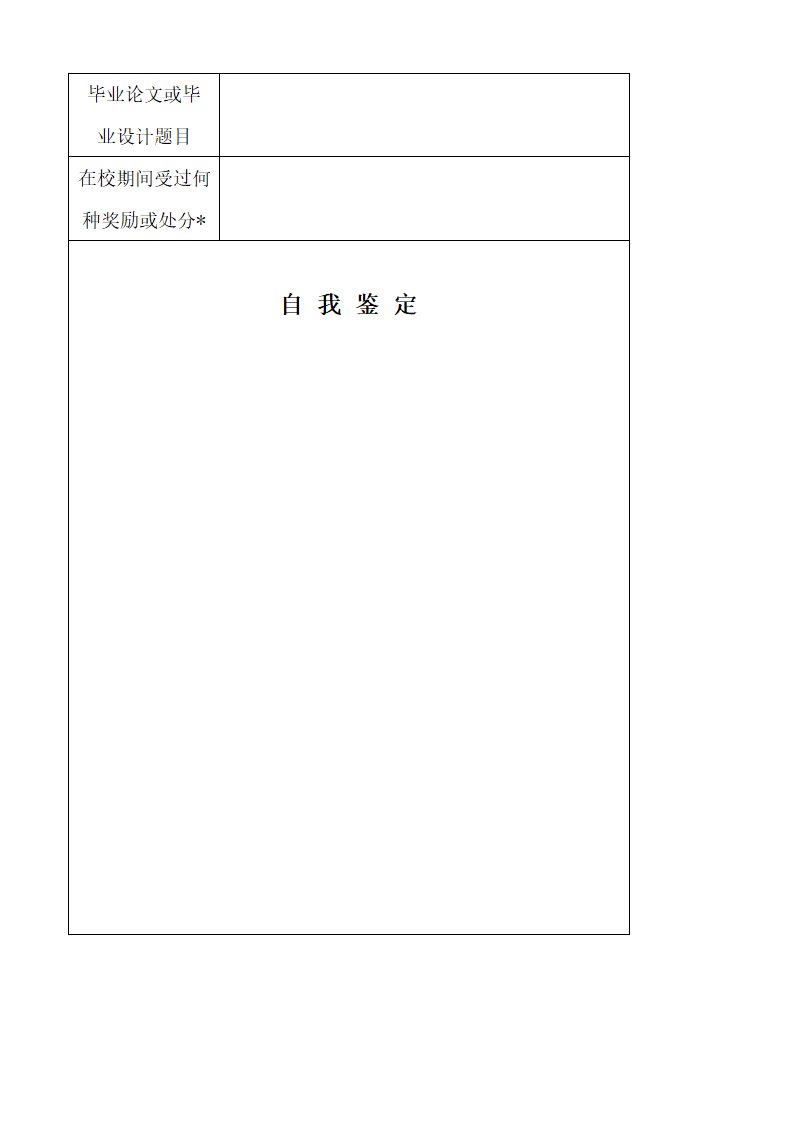 中央广播电视大学毕业生登记表第4页