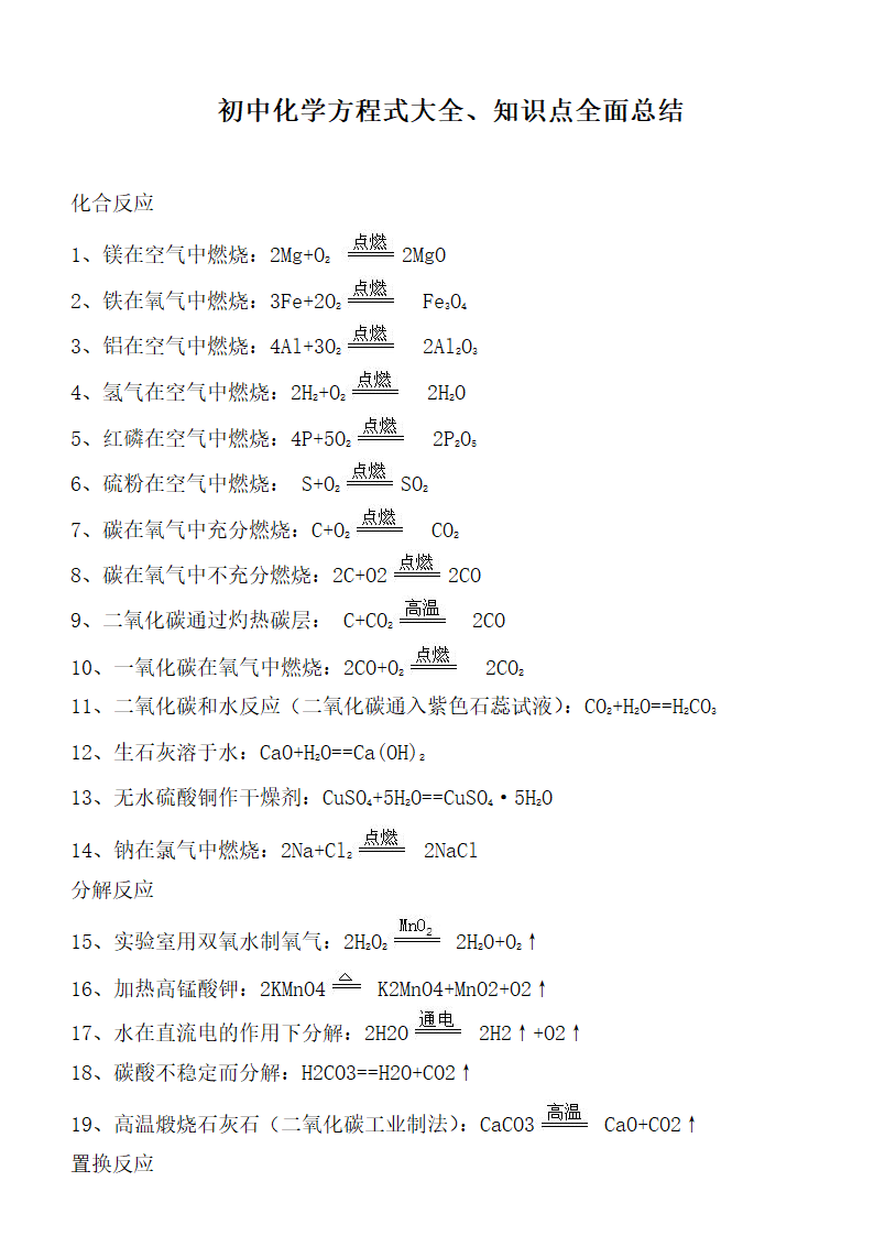 初中化学方程式知识点全面总结.docx第2页