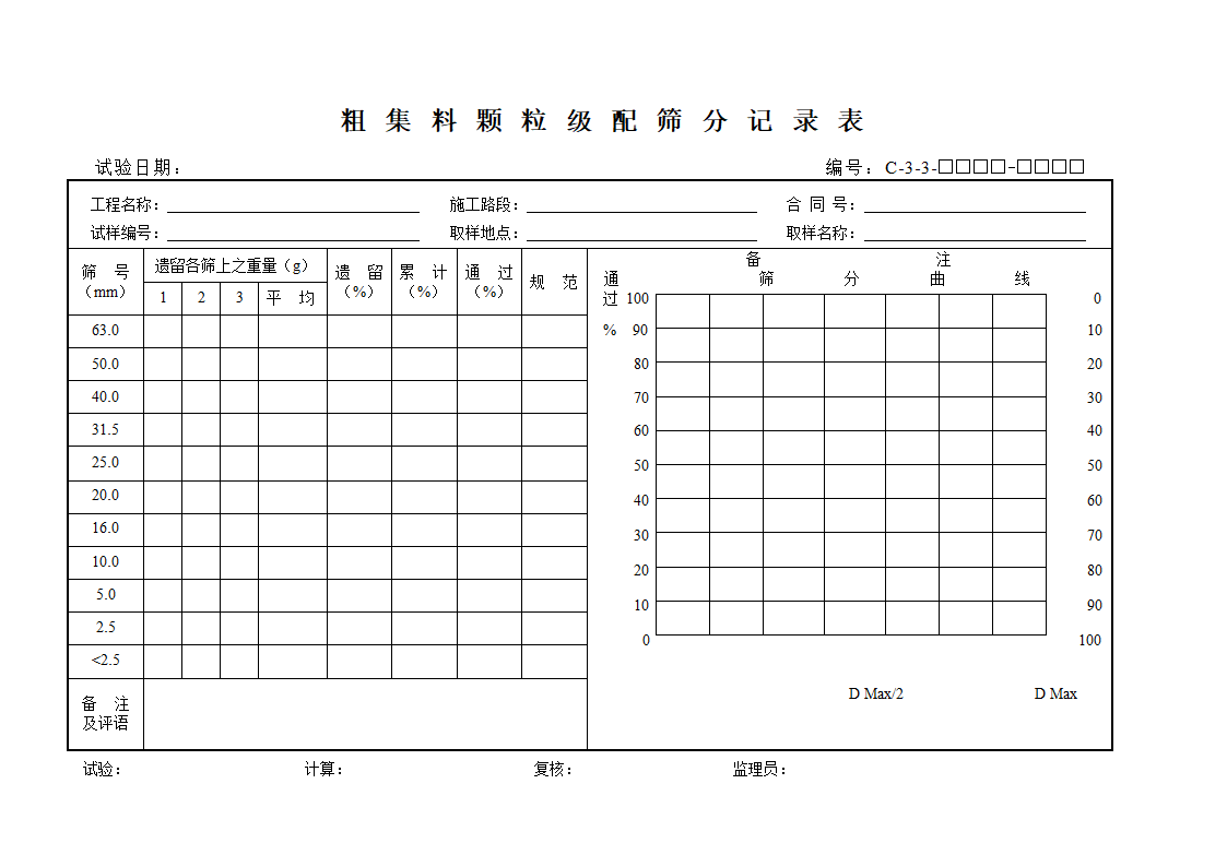 粗集料颗粒级配筛分记录表.doc