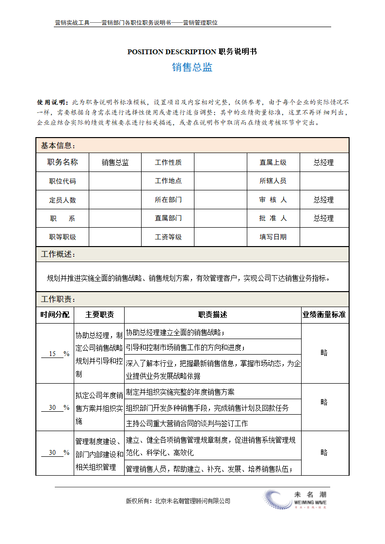 职务说明书——销售总监.doc第2页