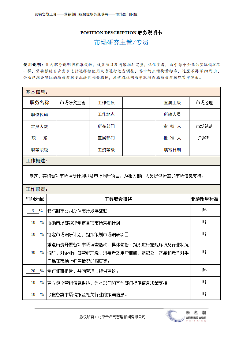 职务说明书——市场研究主管.doc第2页