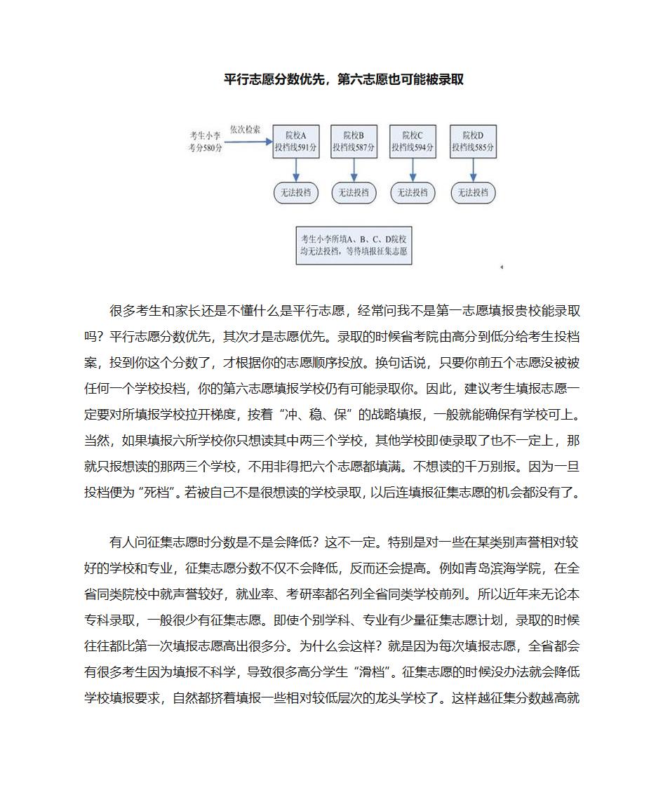 平行志愿分数优先,第六志愿也可能被录取第1页