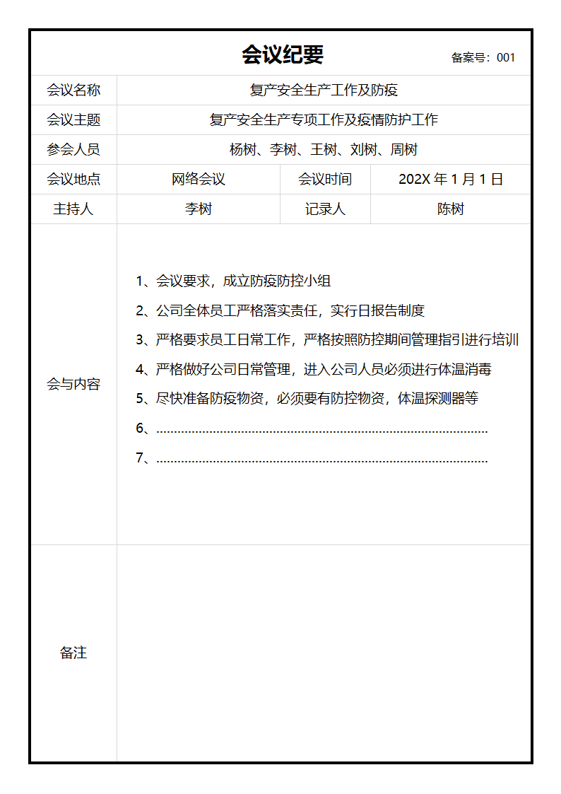 会议纪要 会议记录表.docx