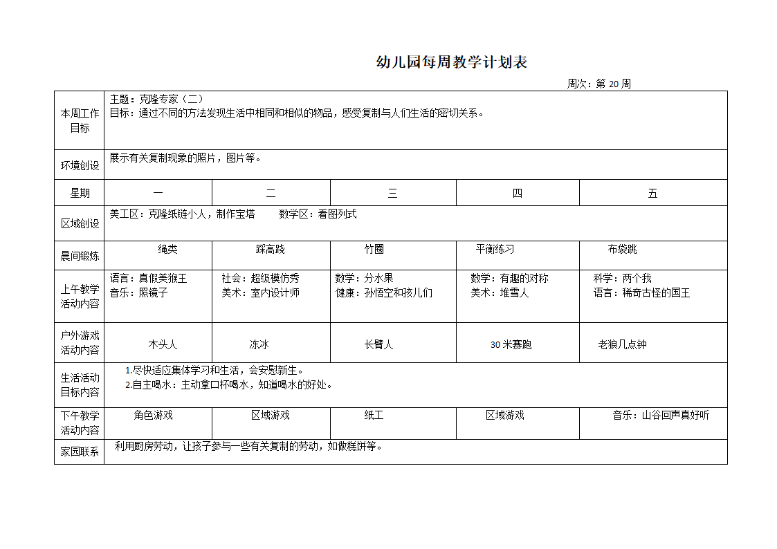 幼儿园每周教学计划表.docx第20页