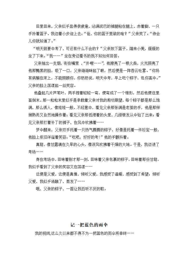 2021年中考亲情类满分作文汇总.doc第8页