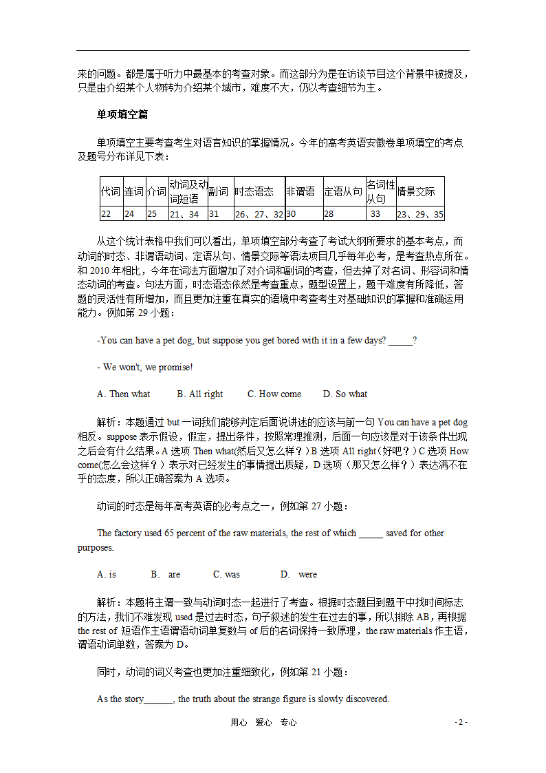 2011年高考英语真题(安徽卷)(解析版)第2页