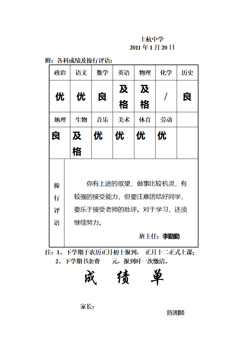 成绩单第65页