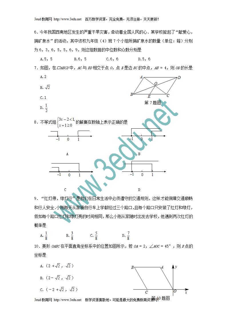 2010年临沂中考数学试题第2页