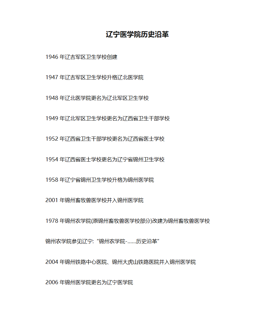 辽宁医学院历史沿革第1页