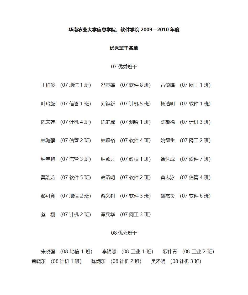 华南农业大学信息学院软件学院2009—2010年度第1页