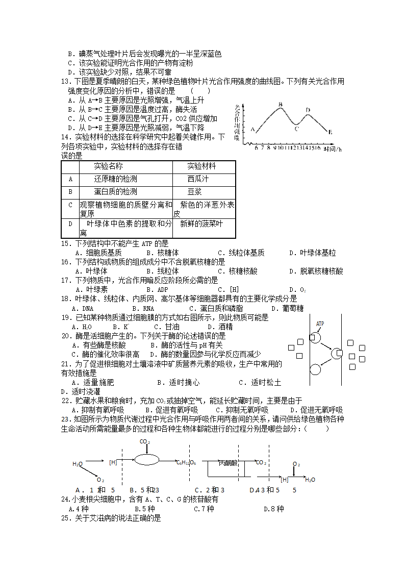 高二生物学业水平测试模拟试卷第2页