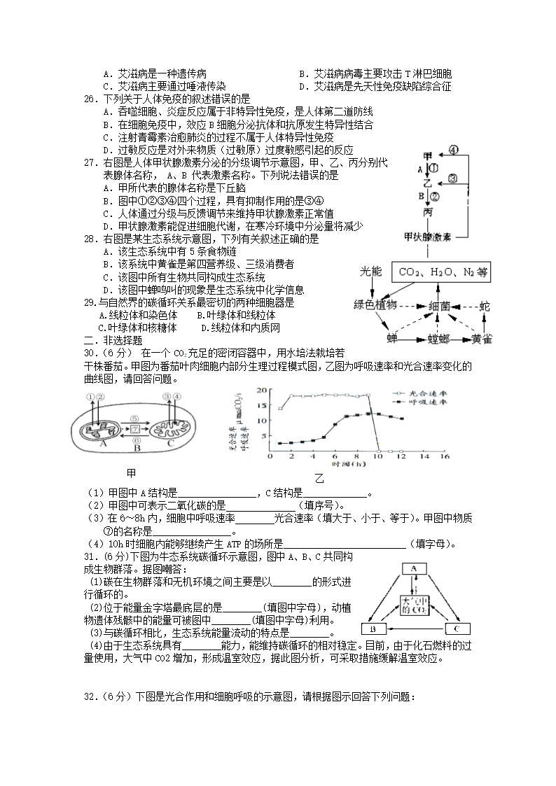 高二生物学业水平测试模拟试卷第3页