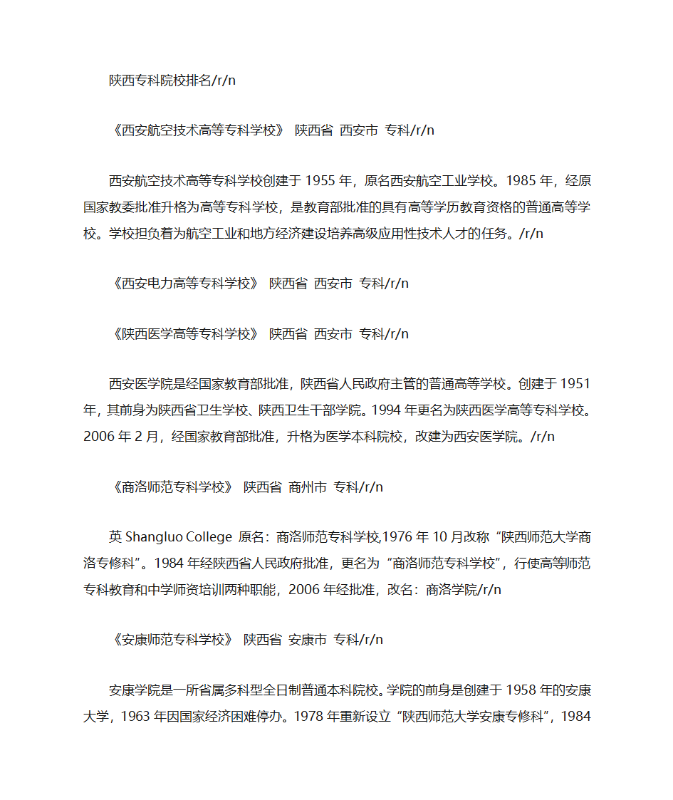 陕西专科学校排名第1页