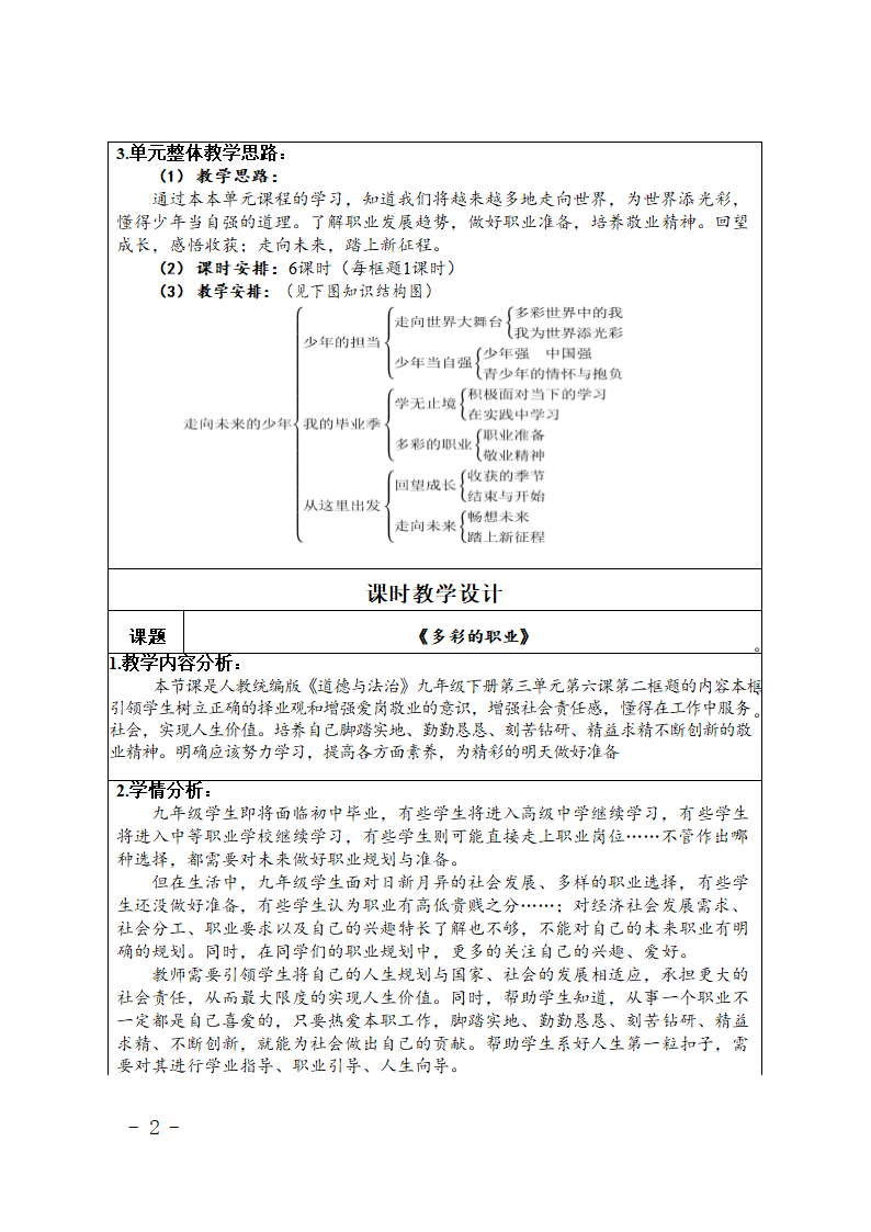 6.2 多彩的职业  教案（表格式）.doc第2页