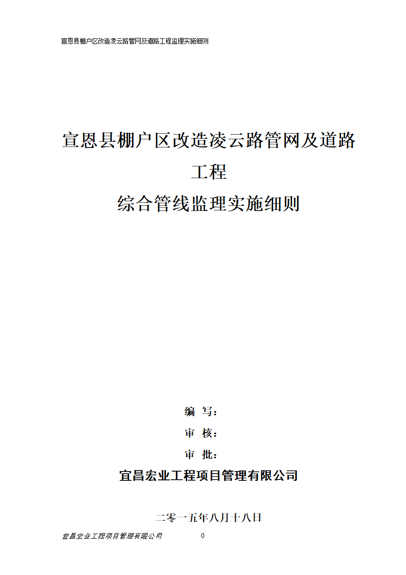 管线综合工程监理细则.doc