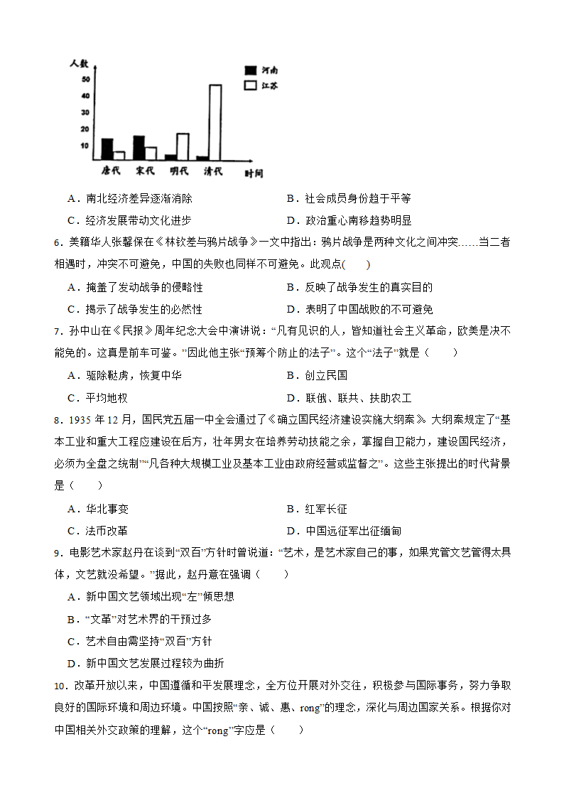 湖北省武汉市2023年高考模拟历史试卷(word版含解析）.doc第2页