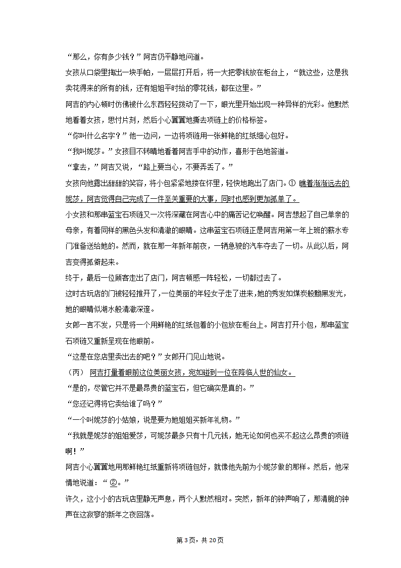 2023年浙江省杭州市临安区中考模拟试卷（含解析）.doc第3页