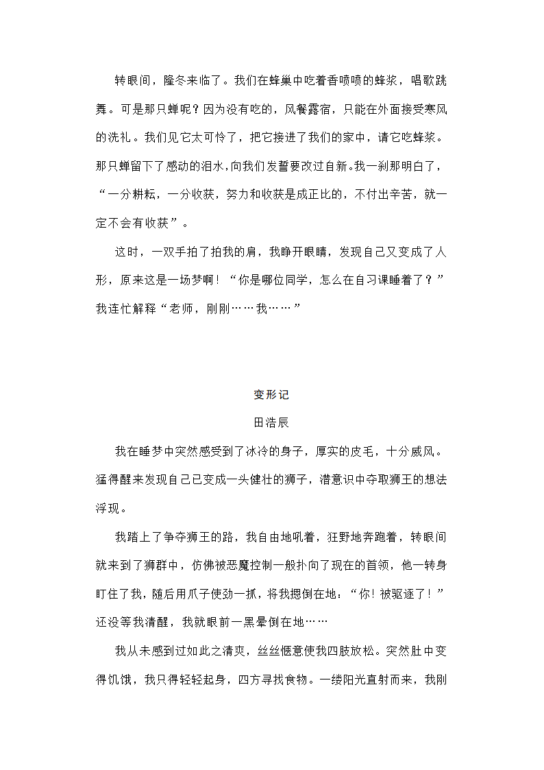 2022年中考语文二轮复习模拟想象类命题作文指导与范文欣赏.doc第5页