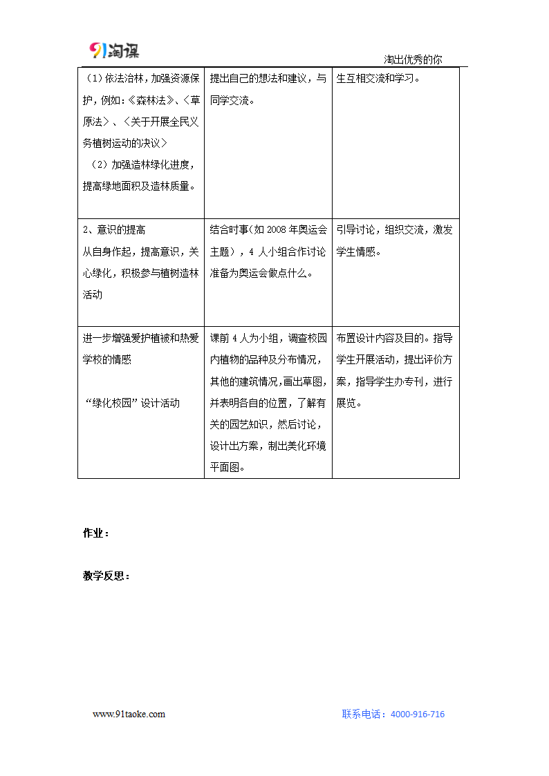 生物-人教版-七年级上册-教学设计5：3.6爱护植被，绿化祖国.docx-第六章 爱护植被，绿化祖国-第三单元 生物圈中的绿色植物-教学设计.docx第3页