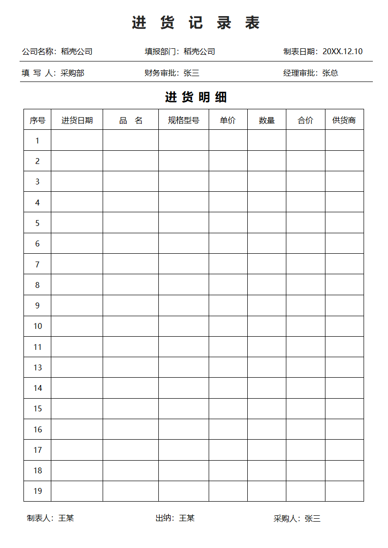 进货记录表模板.docx第2页