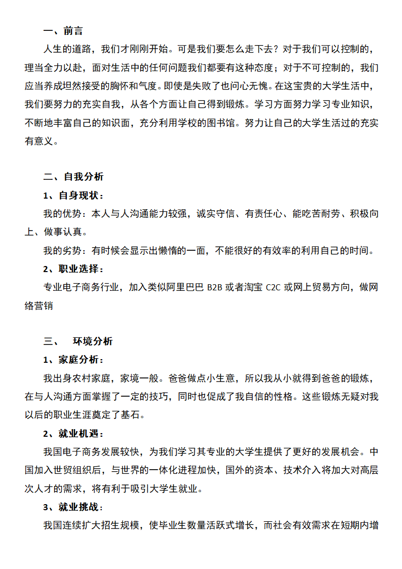 电子商务行业职业生涯规划.docx第2页