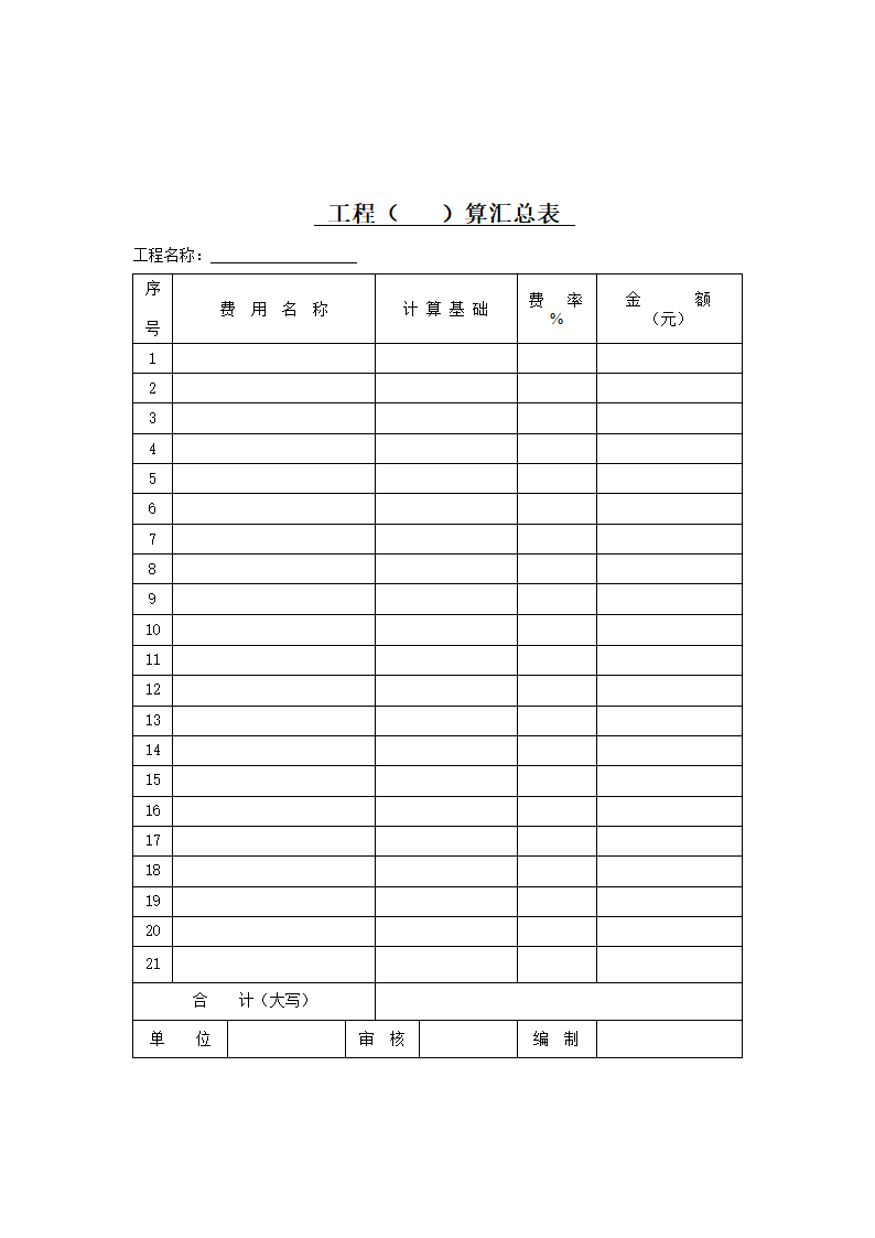 工程 算汇总表.doc