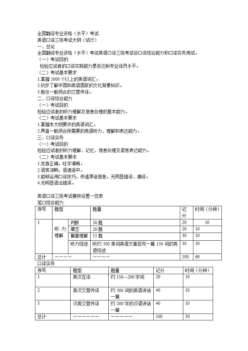 三级口笔译考试大纲第2页