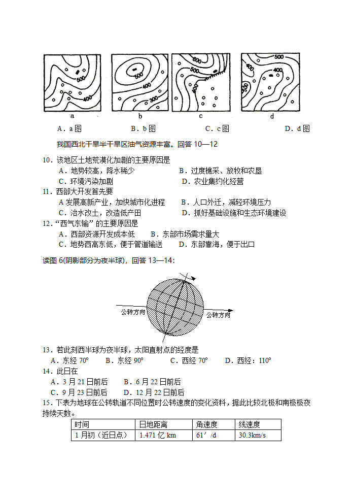 2004年江苏地理高考试卷第3页