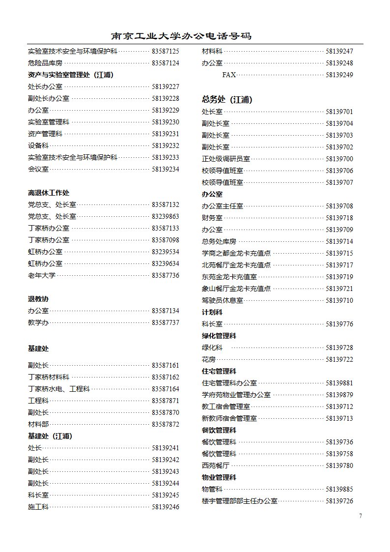 南京工业大学办公电话第7页