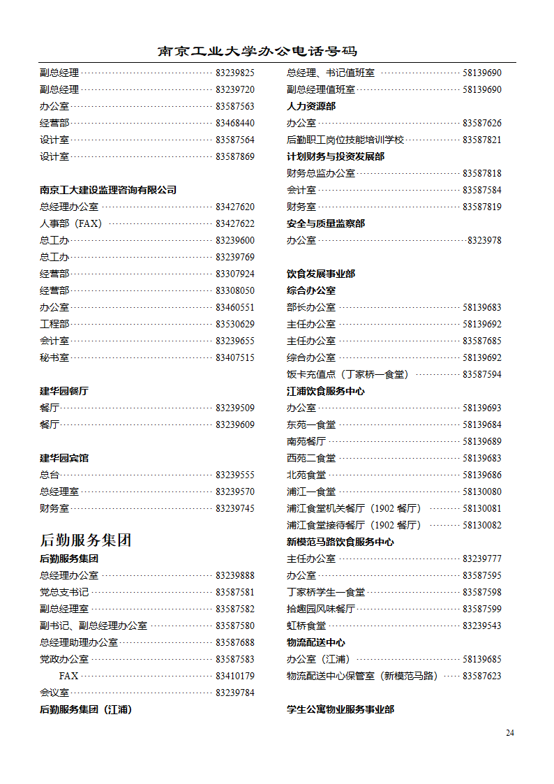 南京工业大学办公电话第24页