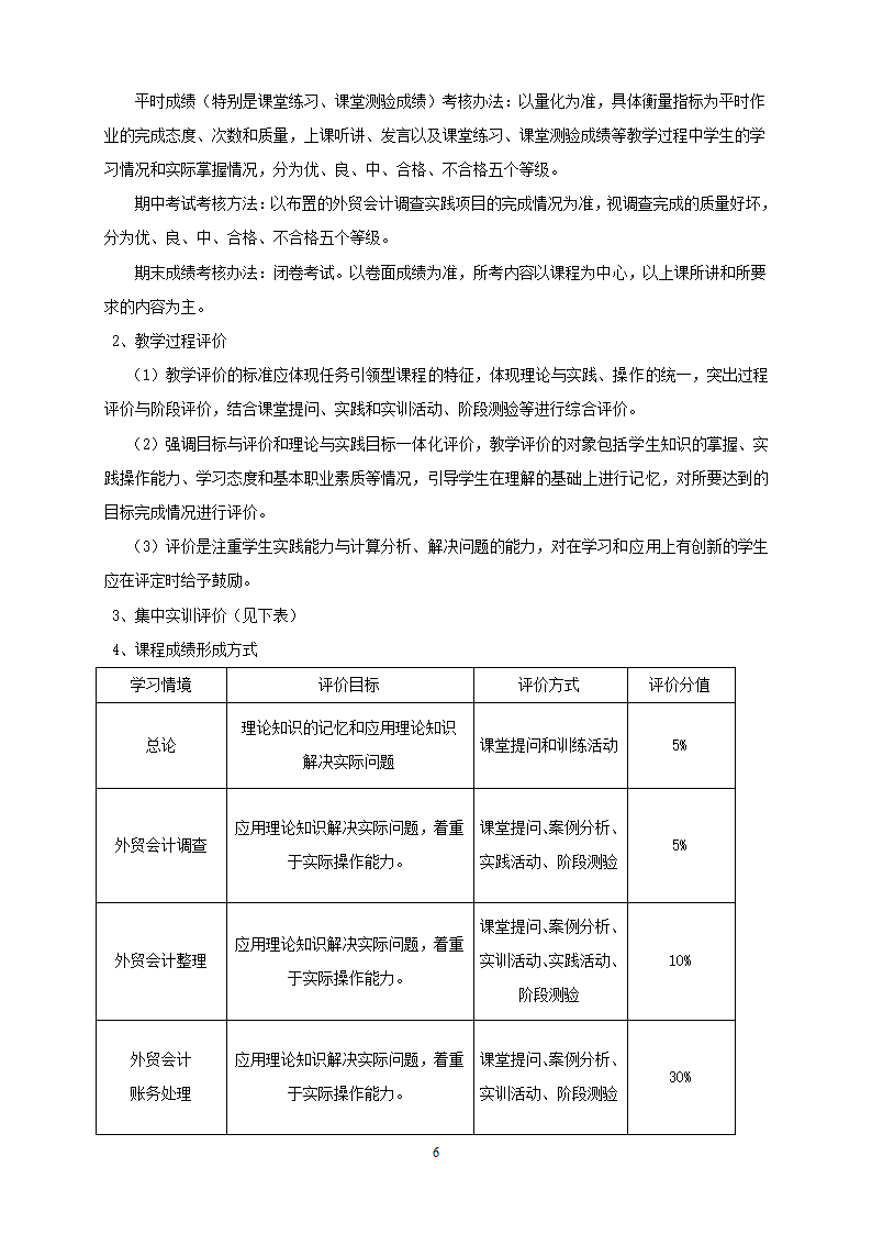 重庆科创职业学院——外贸会计课程标准第6页