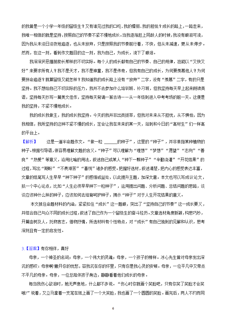 北京市2023年中考备考语文专题复习-作文题（含解析）.doc第6页