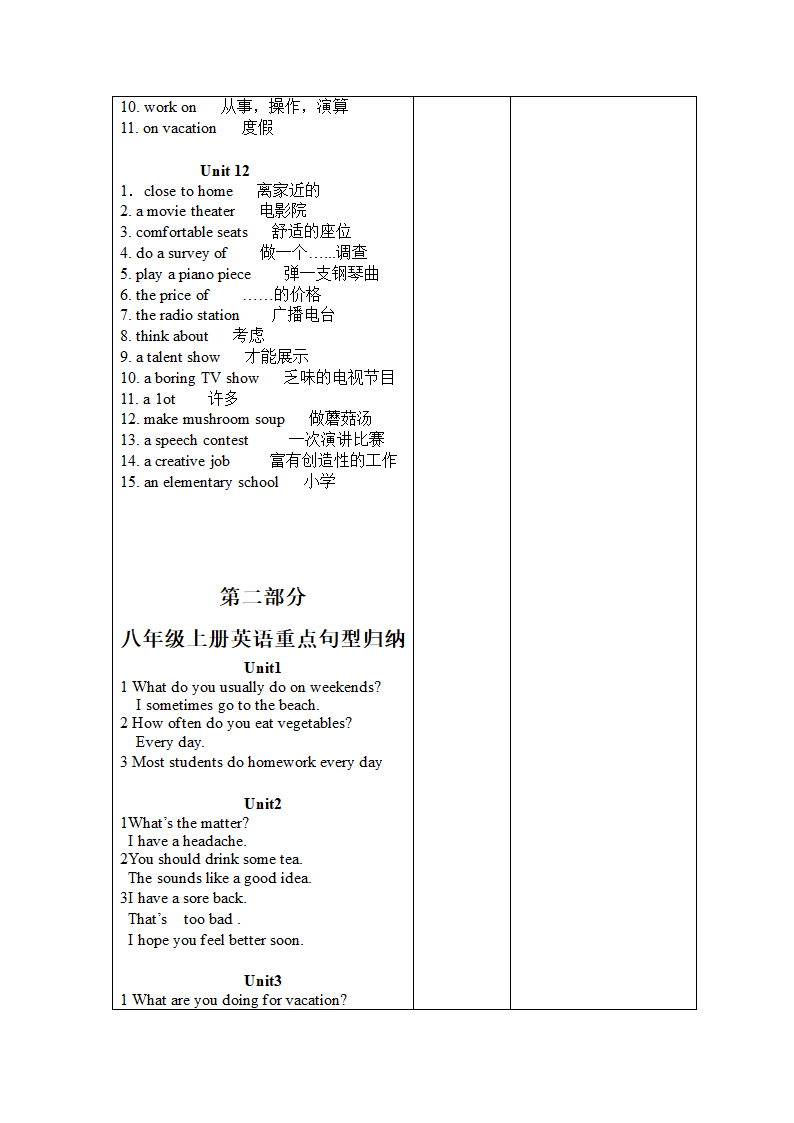 （旧版）八年级英语上册1-12单元知识点归纳教案（表格形式）.doc第10页