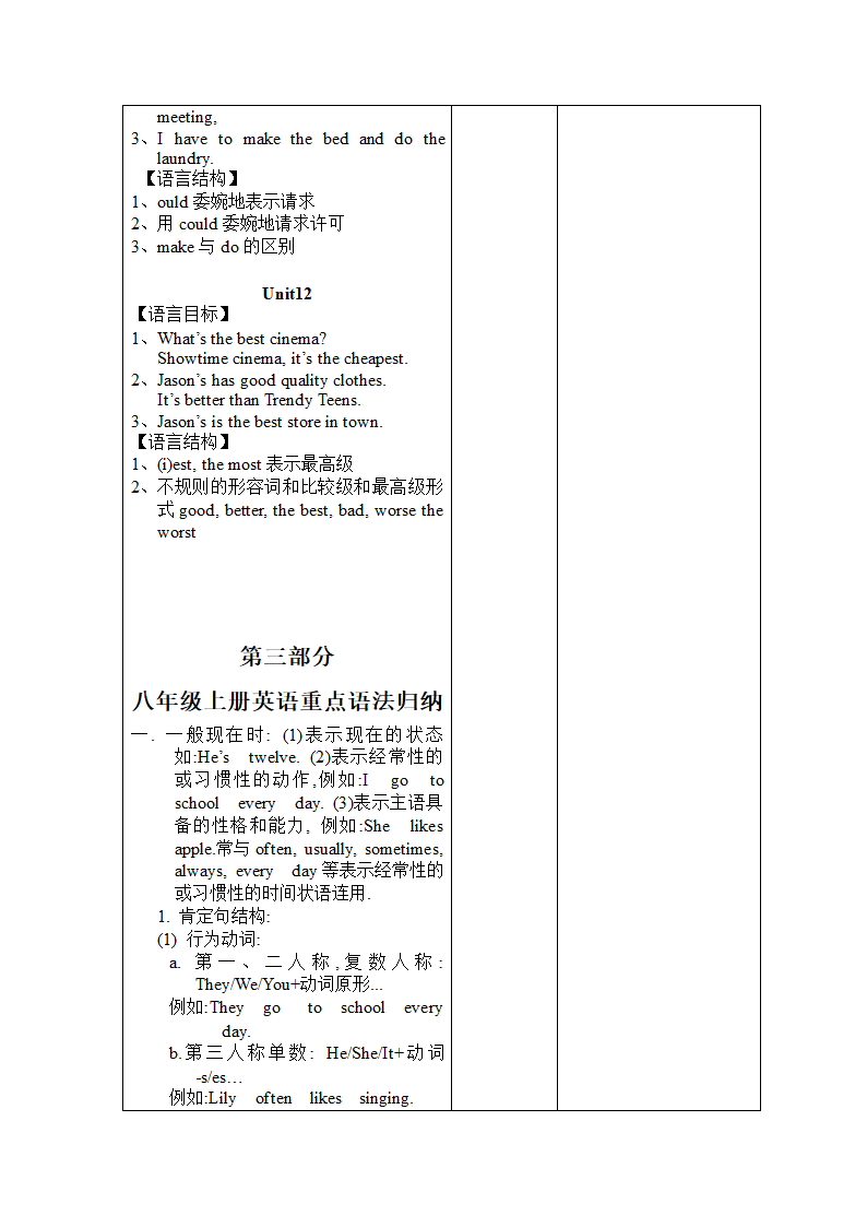 （旧版）八年级英语上册1-12单元知识点归纳教案（表格形式）.doc第13页