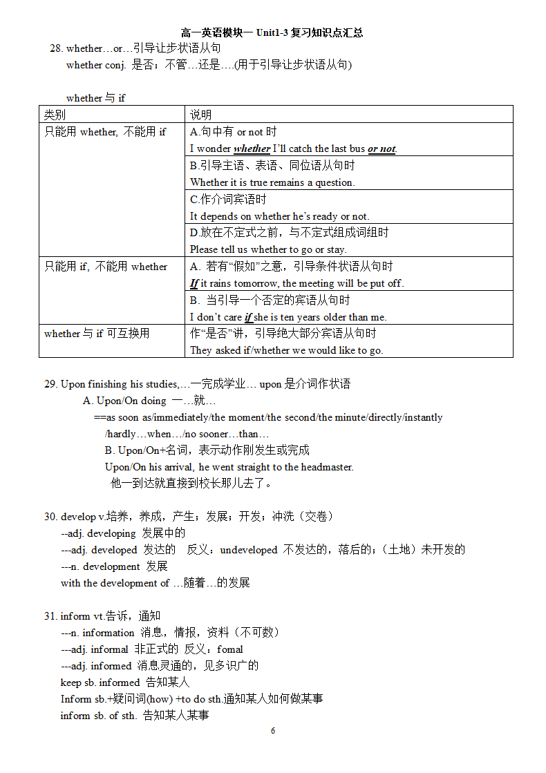 高一英语模块1 Unit 1-3知识点汇总.doc第6页