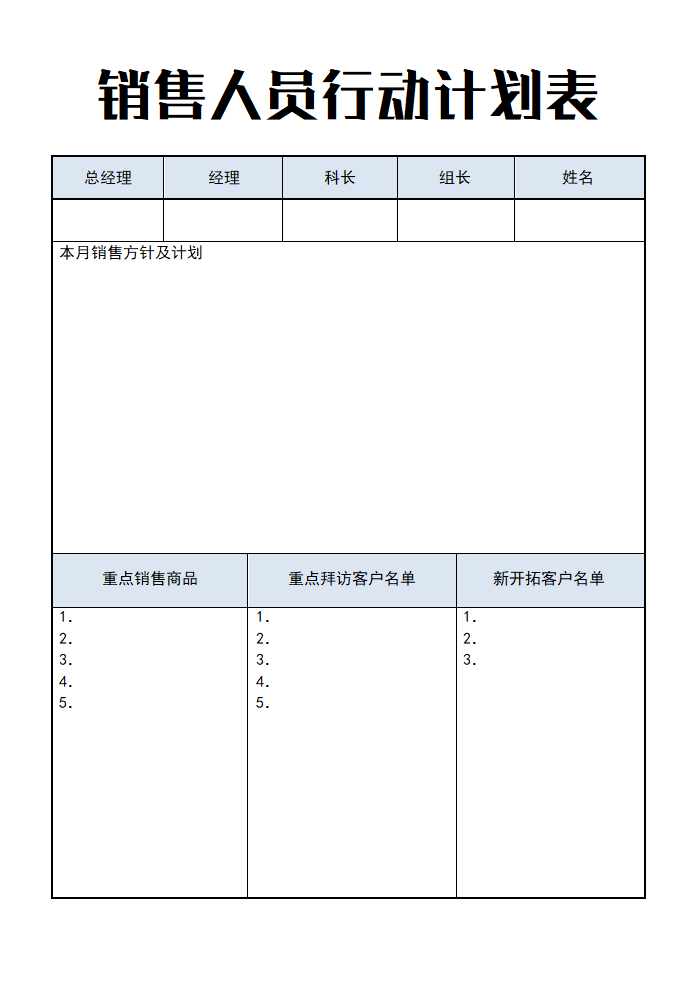 销售人员行动计划表.doc第1页