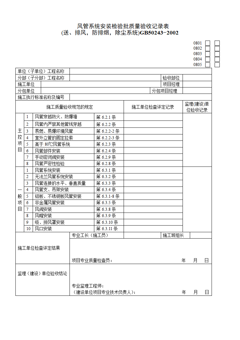 某风管系统安装检验批质量验收记录表Ⅰ.doc第1页