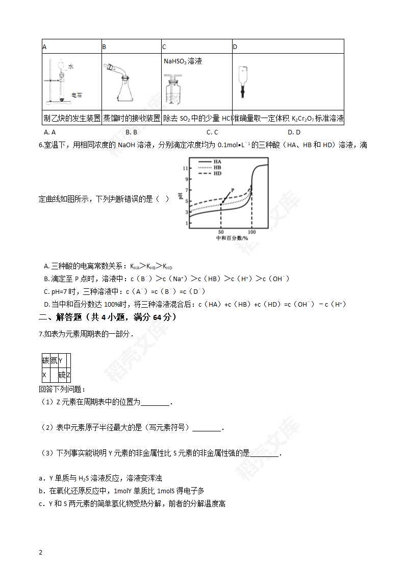 2016年高考理综真题试卷（化学部分）（天津卷）(学生版).docx第2页