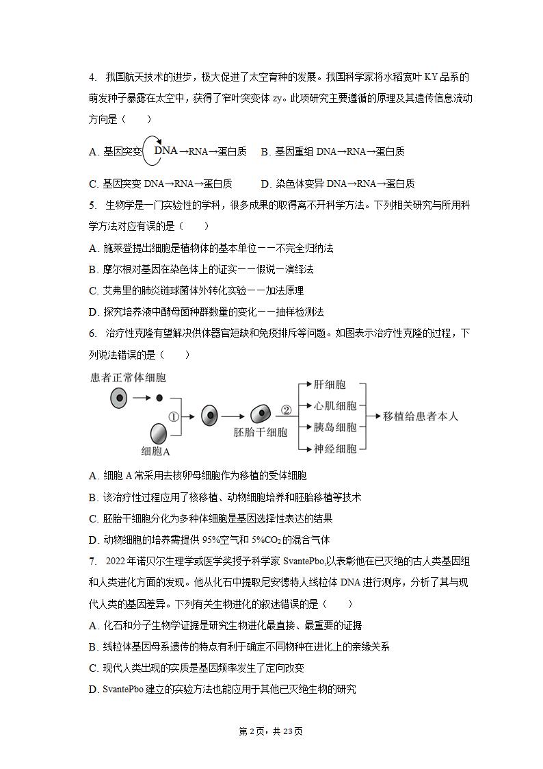 2023年广东省茂名市高考生物二模试卷（含解析）.doc第2页