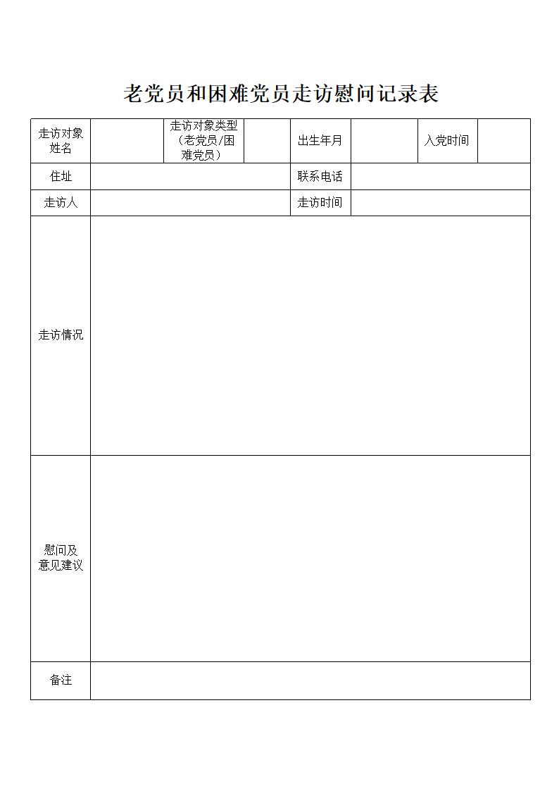 老党员&困难党员走访慰问记录表.docx