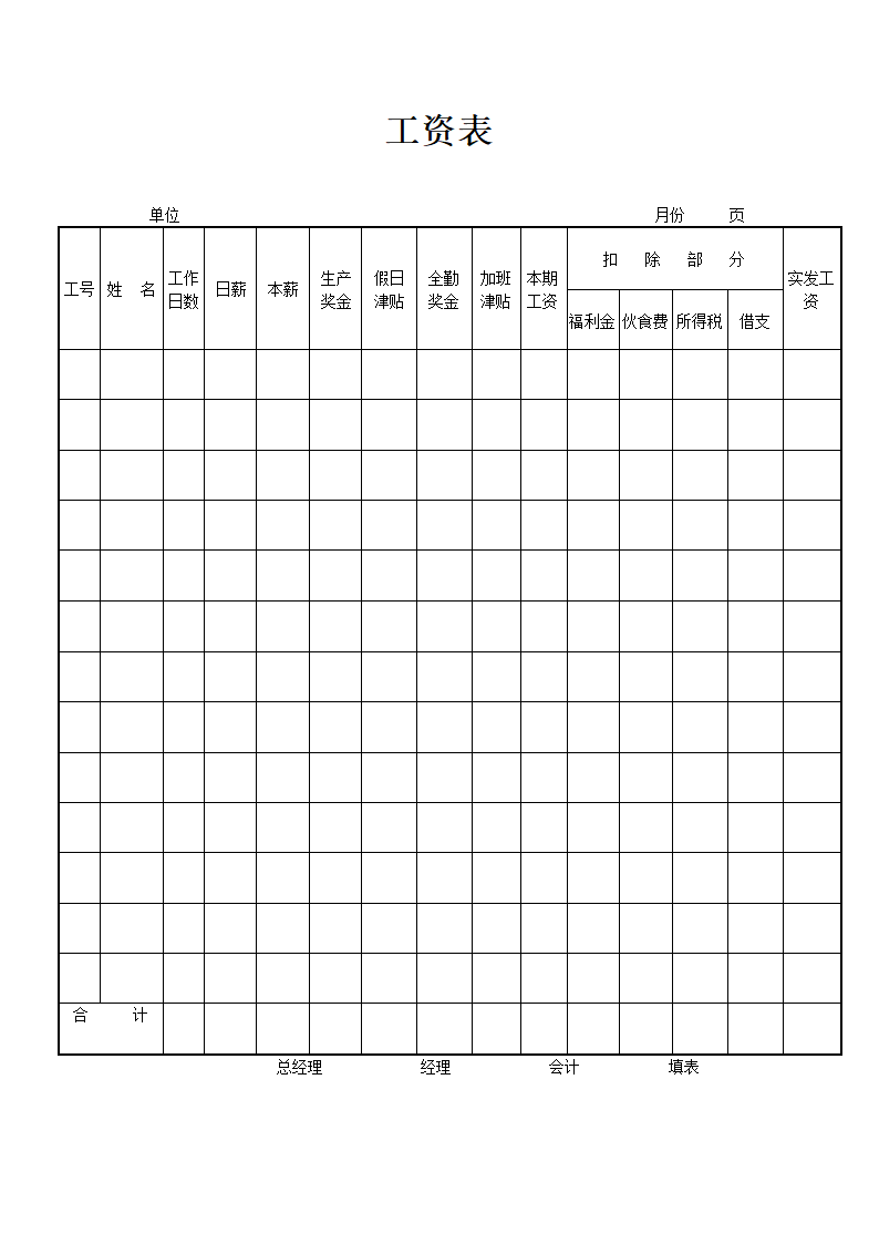 工资表通用模板.doc第2页