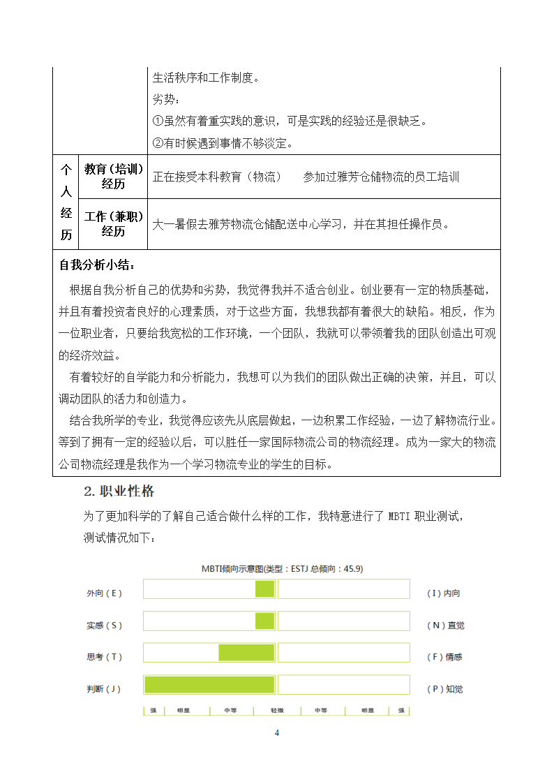 物流管理专业学生职业生涯规划设计.docx第6页